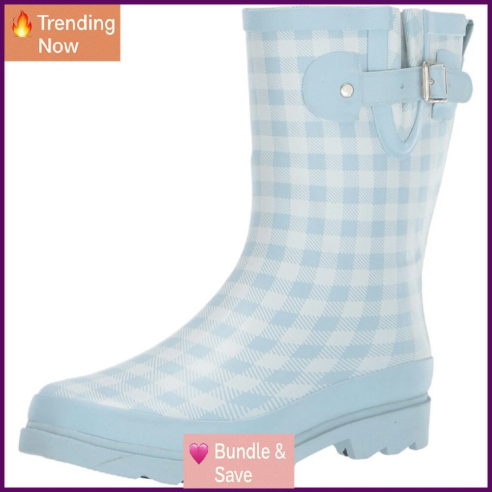 Waterproof Mid Rain Boots Women's Size 7-10 Rubber Traction Sole